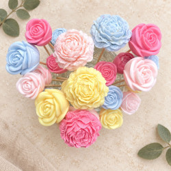 Fondant parfumé sur tige : Rose ( grande )